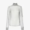 Dries Van Noten Sheer High-neck Silk Top 1 Dries Van Noten Sheer High-neck Silk Top -Mode Charm Shop R04186658 LIGHTGREY M