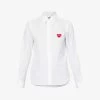 Comme Des Garçons Play Heart-appliqué Regular-fit Cotton Shirt -Mode Charm Shop R04186986 WHITE M