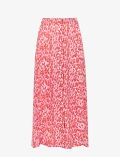 Whistles Blurred-stroke Print A-line Recycled Viscose-blend Midi Skirt
