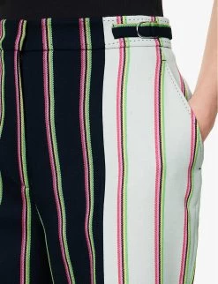 Jones Striped Wool And Silk-blend Trousers -Mode Charm Shop R04189138 IVORYNAVYMULTI ALT04