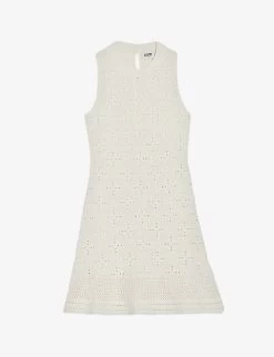 CLAUDIE PIERLOT Manua Openwork-knit Cotton Mini Dress
