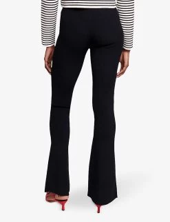 Maje Pariso Flared-leg High-rise Stretch Ribbed-knit Trousers -Mode Charm Shop R04190020 NOIRGRIS ALT02