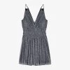 Maje Runela Braided-strap Smocked-waist Woven Mini Dress -Mode Charm Shop R04190847 NOIRGRIS M