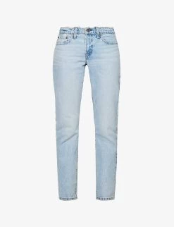 Levis Middy Straight-leg Mid-rise Raw-edge Jeans