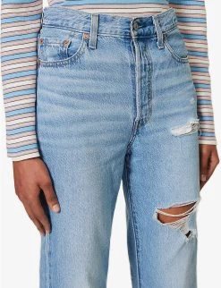 Levis Ribcage Distressed Straight-leg High-rise Jeans -Mode Charm Shop R04191397 Z5993MEDIUMINDIGO ALT04