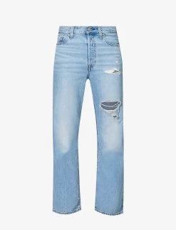 Levis Ribcage Distressed Straight-leg High-rise Jeans