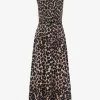 Whistles Heidi Shirred-bodice Leopard-print Woven Midi Dress -Mode Charm Shop R04191931 MULTICOLOURED M