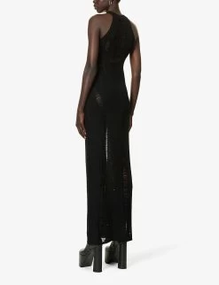 MISBHV Distressed Sleeveless Wool And Silk-blend Maxi Dress -Mode Charm Shop R04192568 BLACK ALT03