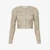 Palm Angels Ruched Slim-fit Stretch-woven Cardigan -Mode Charm Shop R04195292 GOLD M