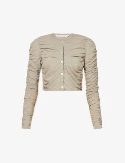 Palm Angels Ruched Slim-fit Stretch-woven Cardigan