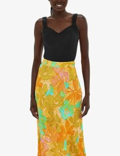 Whistles Palm Floral-print Button-embellished Woven Midi Skirt -Mode Charm Shop R04195944 MULTICOLOURED ALT02