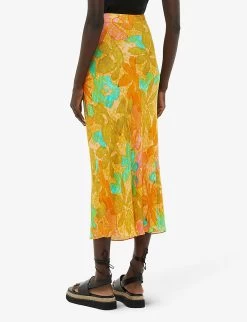 Whistles Palm Floral-print Button-embellished Woven Midi Skirt -Mode Charm Shop R04195944 MULTICOLOURED ALT03