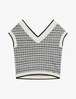 Ted Baker Lauryin Checked V-neck Knitted Jumper