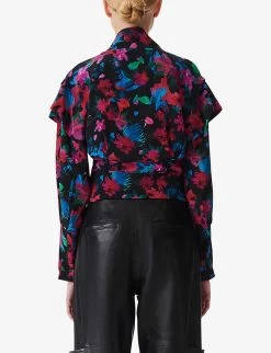 IRO Martina Floral-print Silk Blouse -Mode Charm Shop R04196500 BLA72 ALT03