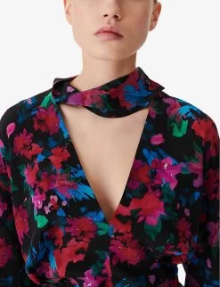 IRO Martina Floral-print Silk Blouse -Mode Charm Shop R04196500 BLA72 ALT04