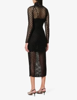 ALAIA High-neck Metallic Knitted Maxi Dress 10 ALAIA High-neck Metallic Knitted Maxi Dress -Mode Charm Shop R04196676 NOIRALAIA ALT03