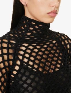 ALAIA High-neck Metallic Knitted Maxi Dress 11 ALAIA High-neck Metallic Knitted Maxi Dress -Mode Charm Shop R04196676 NOIRALAIA ALT04