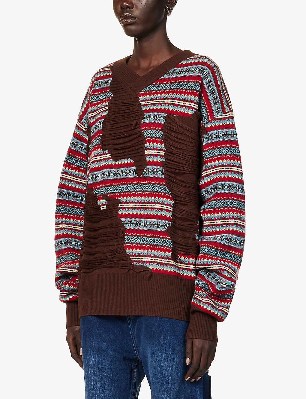 Fair Isle Distressed Wool Knitted Jumper 5 Fair Isle Distressed Wool Knitted Jumper - Image 3