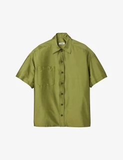 Sandro Cacao Short-sleeve Relaxed-fit Stretch-woven Shirt