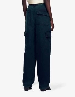 Sandro Jasper Wide-leg Mid-rise Cargo Jeans -Mode Charm Shop R04197713 VERTS ALT03