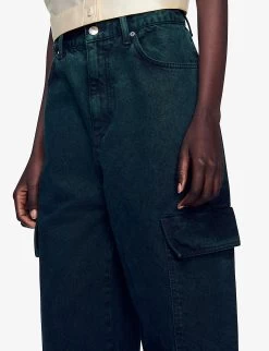 Sandro Jasper Wide-leg Mid-rise Cargo Jeans -Mode Charm Shop R04197713 VERTS ALT04