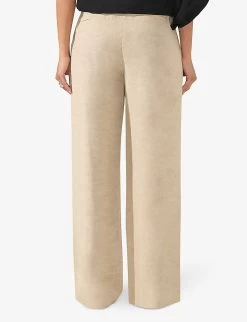 High-rise Wide-leg Linen-blend Trousers -Mode Charm Shop R04199241 BEIGE ALT02