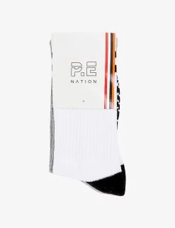 P.E NATION Pack Of Two Marathon Logo-print Stretch Cotton-blend Socks
