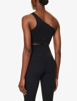 Airweight Brand-print Asymmetrical Stretch-woven Bra -Mode Charm Shop R04200762 BLACK ALT03