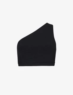 Airweight Brand-print Asymmetrical Stretch-woven Bra