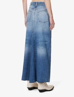 Tazz Mid-rise Contrast-stitched Regular-fit Denim Maxi Dress -Mode Charm Shop R04203333 HEMLOCK ALT03