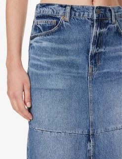 Tazz Mid-rise Contrast-stitched Regular-fit Denim Maxi Dress -Mode Charm Shop R04203333 HEMLOCK ALT04