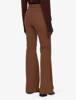 Joseph Tafira Flared-leg Mid-rise Cotton-blend Trousers -Mode Charm Shop R04203892 MAHOGANY ALT02