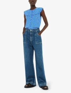 Whistles Micro Cactus-print Sleeveless Woven Top -Mode Charm Shop R04204954 MULTICOLOURED ALT01