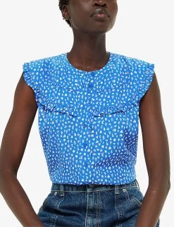 Whistles Micro Cactus-print Sleeveless Woven Top -Mode Charm Shop R04204954 MULTICOLOURED ALT02