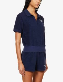 Terry Brand-embroidered Cotton Polo Shirt 9 Terry Brand-embroidered Cotton Polo Shirt -Mode Charm Shop R04205021 NAVY ALT02