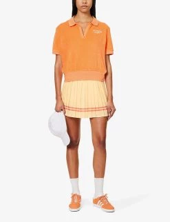 Serif Contrast-piping Stretch-woven Mini Skirt -Mode Charm Shop R04205029 ALMOND ALT01