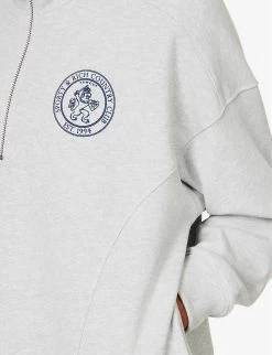Lion Crest Quarter-zip Stretch-cotton Sweatshirt -Mode Charm Shop R04205107 HEATHERGREYNAVY ALT04
