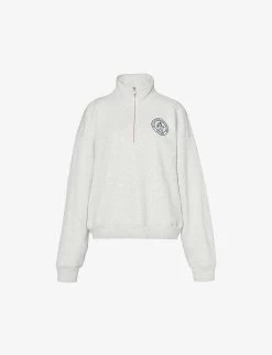 Lion Crest Quarter-zip Stretch-cotton Sweatshirt