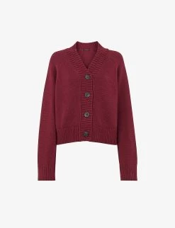 Whistles Ribbed Long-sleeve Relaxed-fit Cotton Cardigan